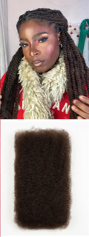Remy Afro Kinky Bulk Human Hair for Braiding | No Attachment DIY Mini Twists & Braids (Brazilian, 1Pc) Luxegan