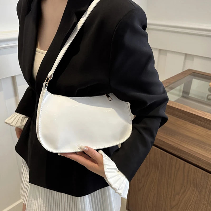 Women's Retro Solid Color PU Leather Shoulder Bag Handbag