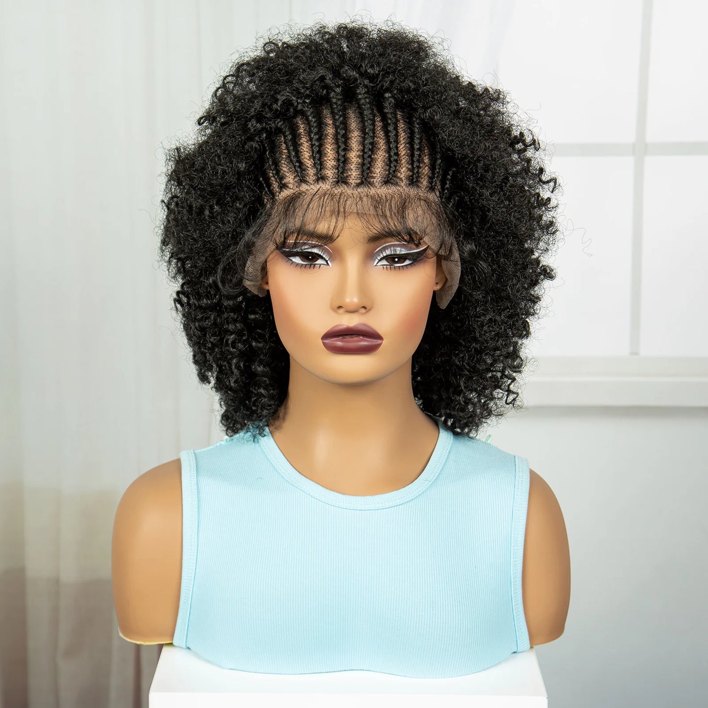 Afro Kinky Curly Braids Wig | Cornrow Accents | Full Lace | Baby Hair Luxegan