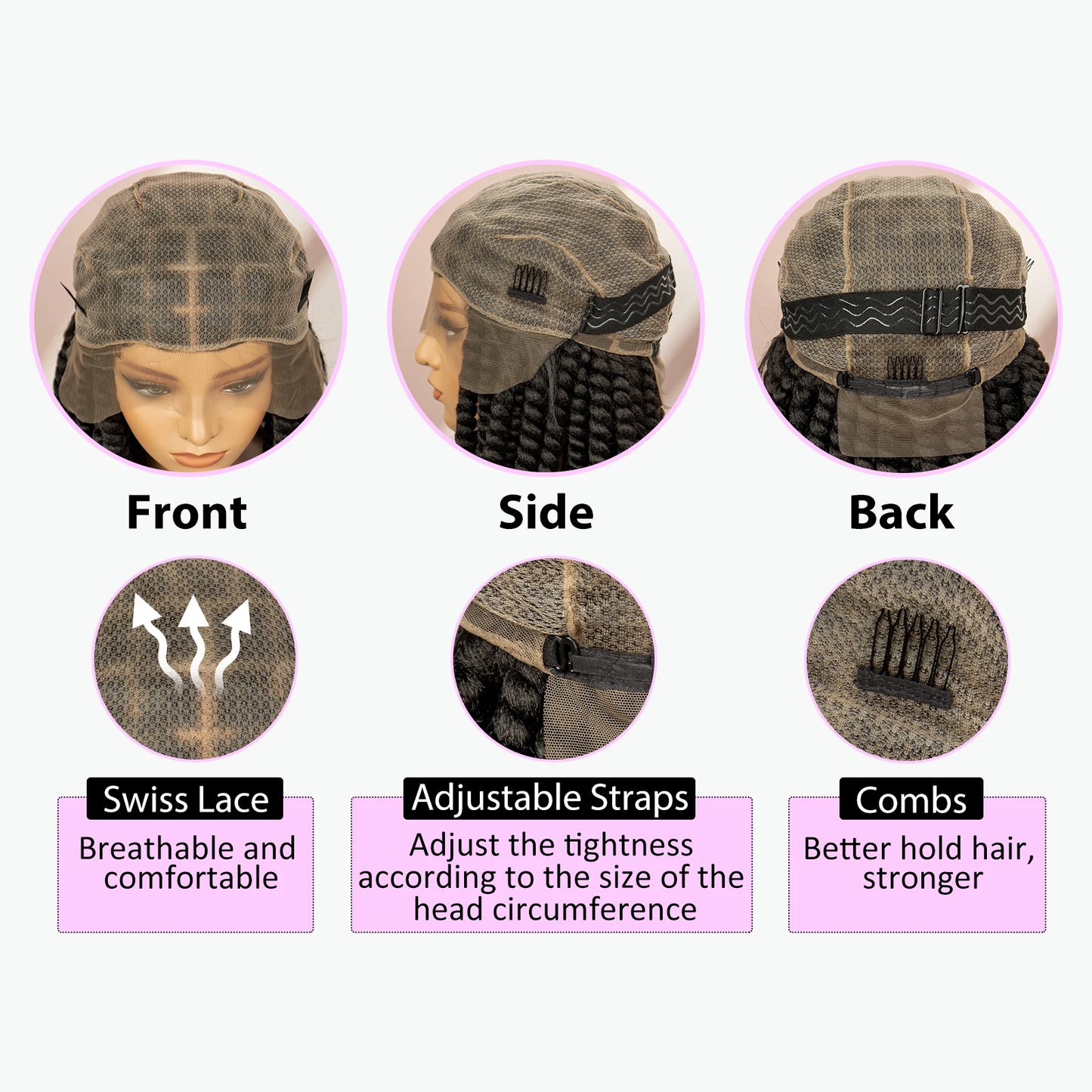 Twisted Braided Wig | Bob Twist Crochet Wig | Full Lace Braided Wig for Black Women | Kanekalon Hair - Luxegan