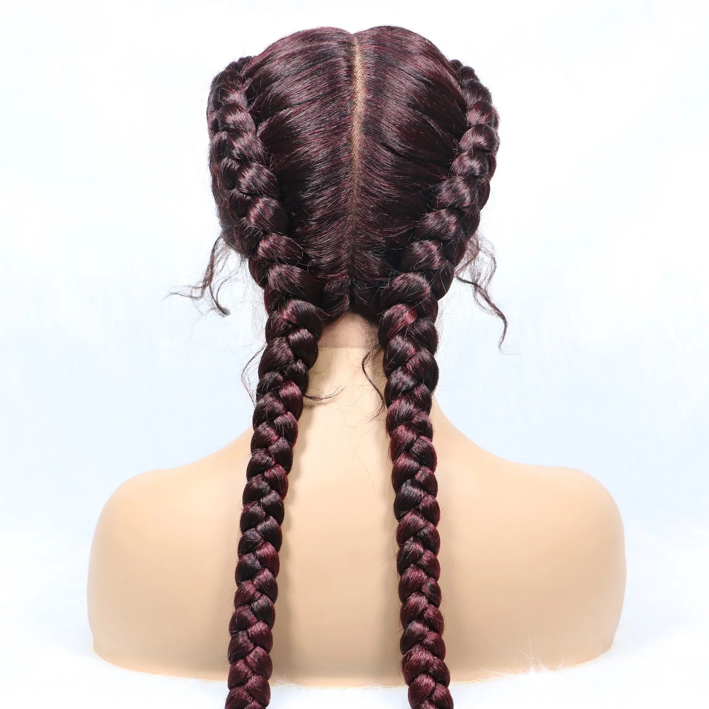Handmade Double Dutch Cornrow Braided Wig | Natural Black Lace Front | Baby Hair | Kanekalon Synthetic Wig for Women Luxegan
