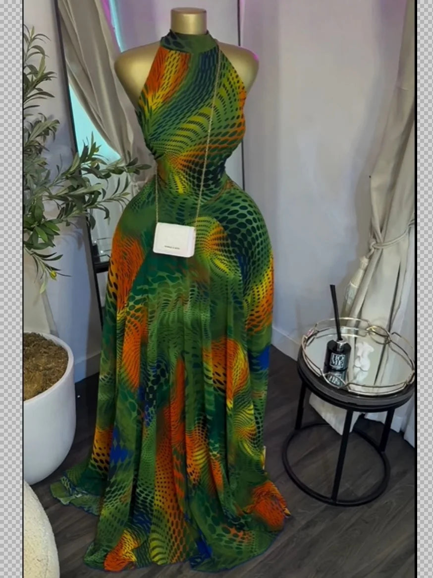 Floral Print Off-Shoulder Mermaid Maxi Dress – Belted, Floor-Length Luxegan
