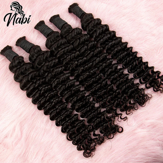 NABI Deep Wave Virgin Human Hair Bulk | Boho Braids Crochet Braiding No Weft Hair Extensions - view 2