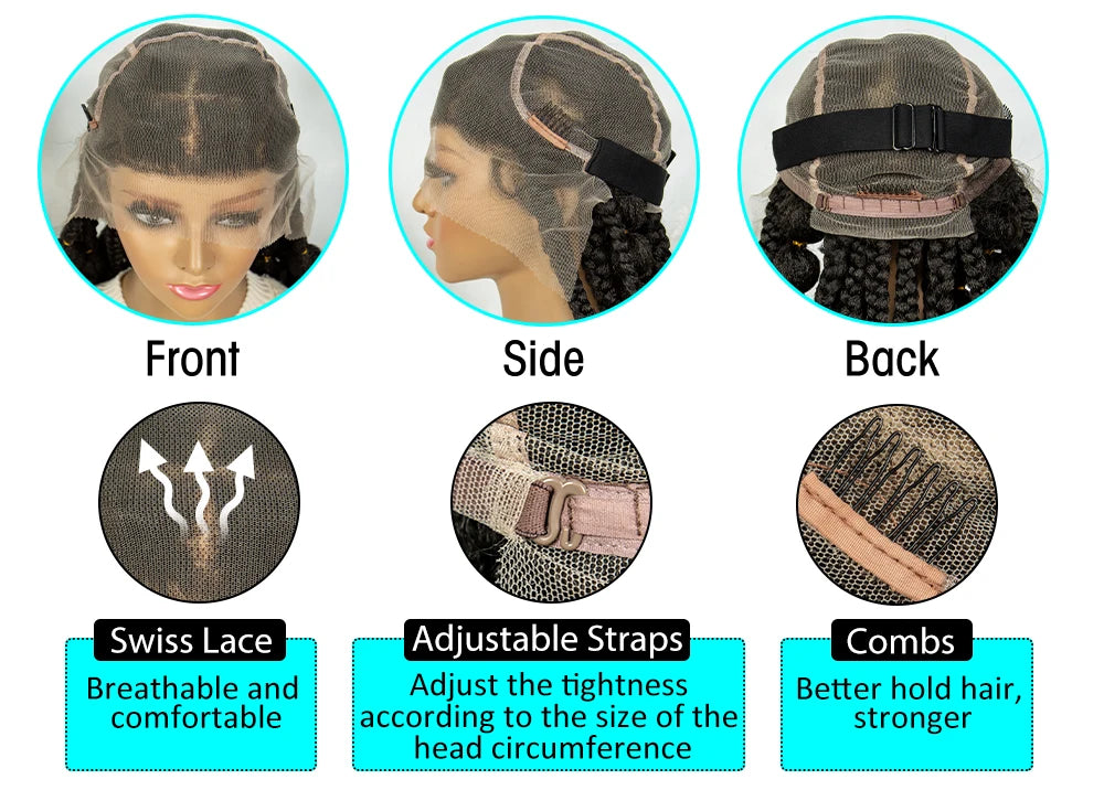 KIMA 40" Jumbo Knotless Box Cornrows Wig | Full Lace Bubble Braids Luxegan