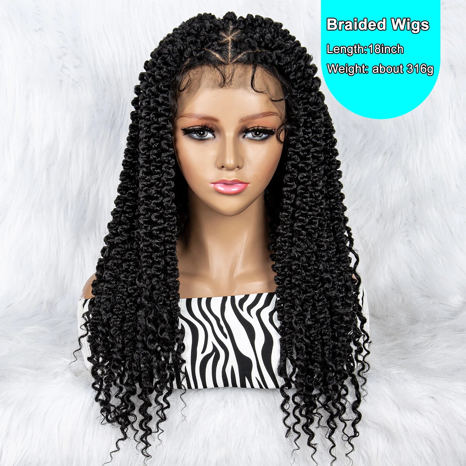 KIMA 18" Curly Tip Braided Wig | Full Lace with Baby Hair Luxegan
