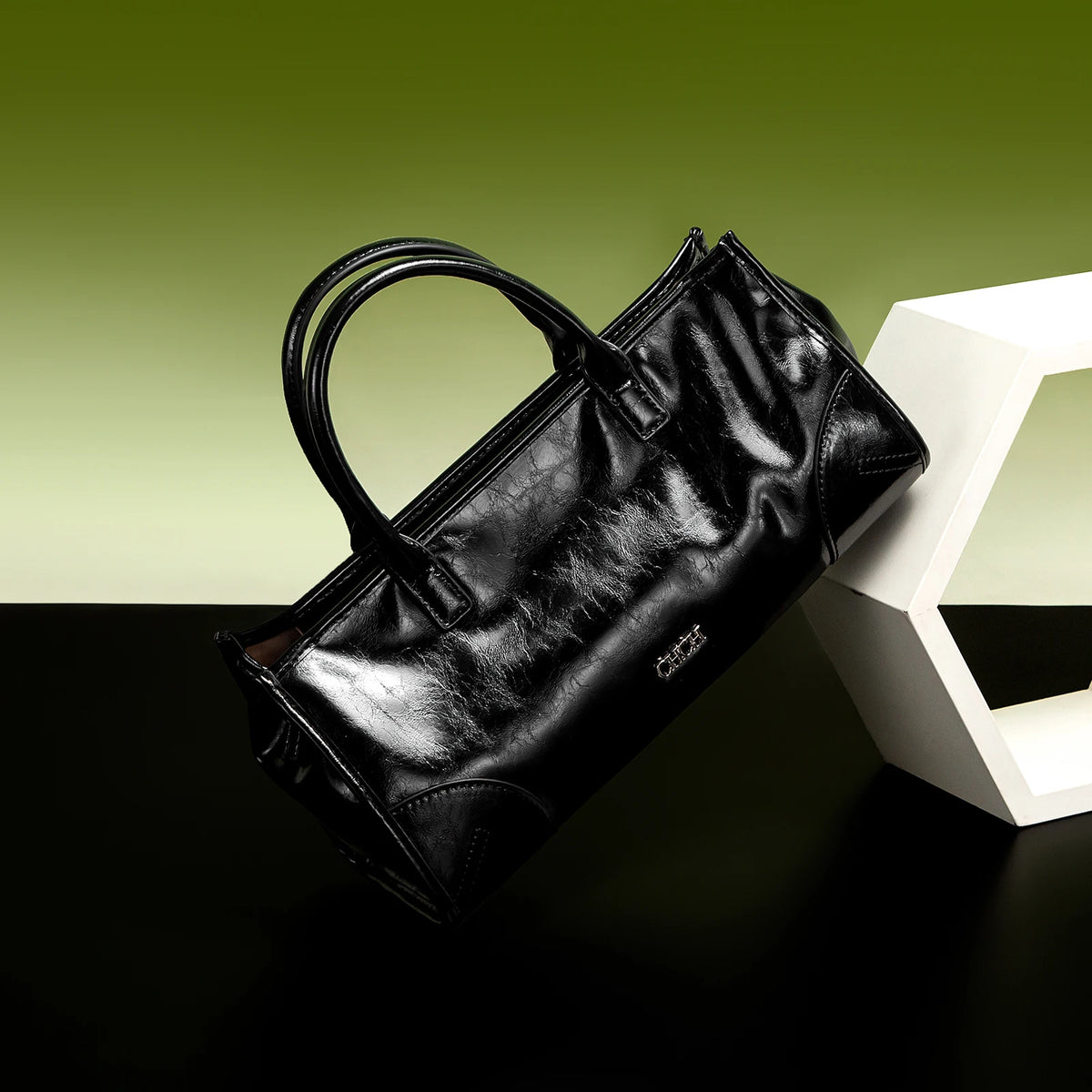 Soft Black Marble Pattern Baguette Bag | Detachable Strap Shoulder Bag Luxegan