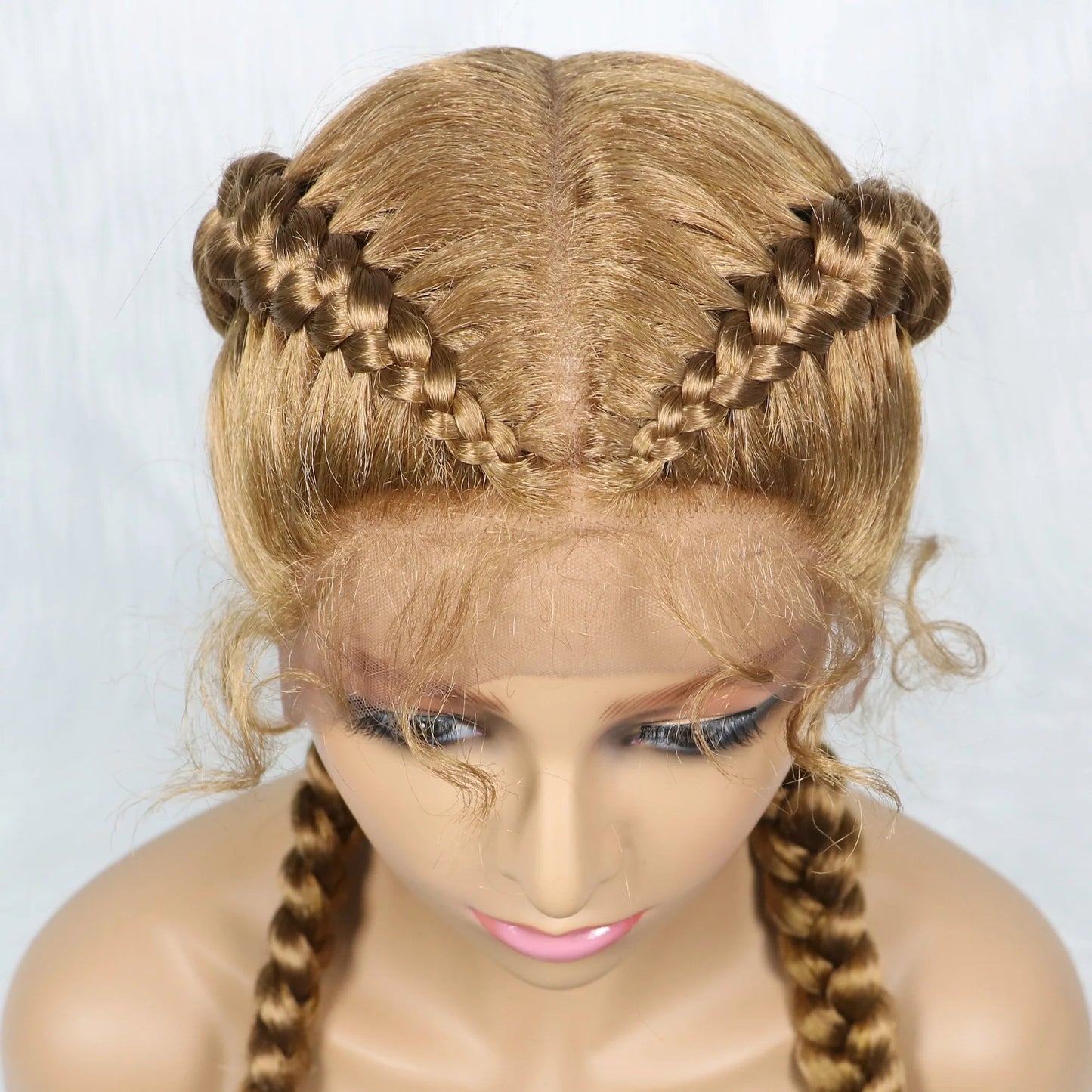 Handmade Double Dutch Cornrow Braided Wig | Natural Black Lace Front | Baby Hair | Kanekalon Synthetic Wig for Women Luxegan