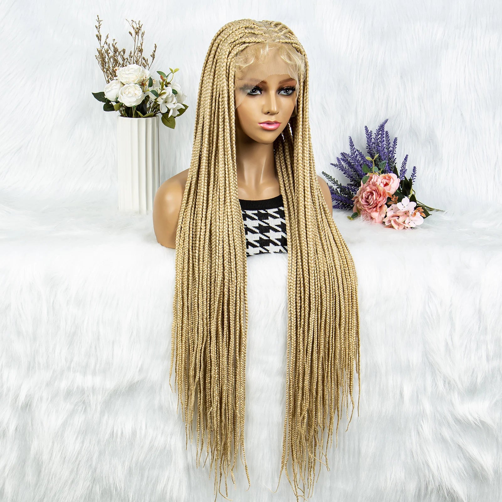 613 Blonde HD Full Lace Braided Wig | Knotless Box & Cornrows | Crochet Braids | Synthetic Luxegan