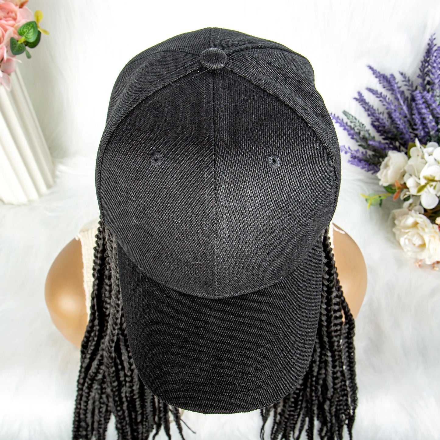 20" Box Braids Baseball Cap Wig | Afro Black Women | Adjustable Hat Wig Luxegan