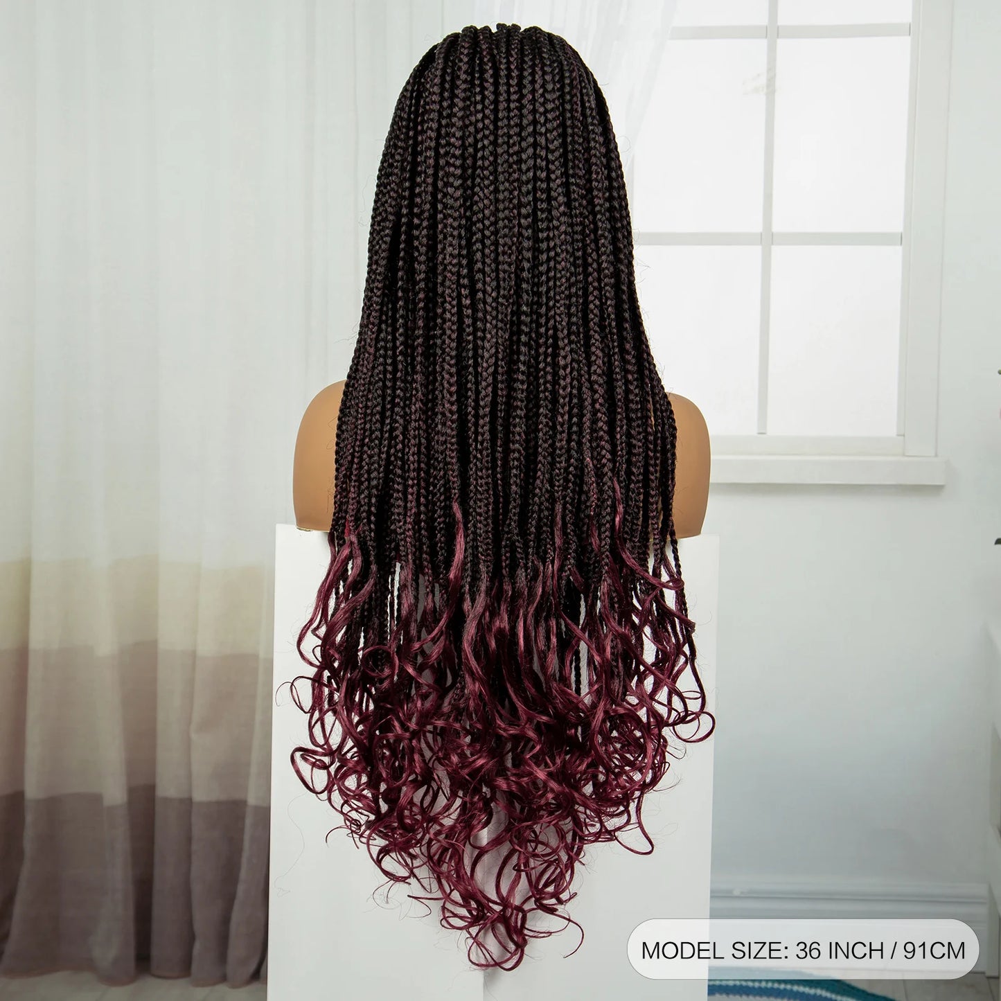 36" Knotless Box Braids Wig with Wavy Ends | Blended Braids | Lace Front Luxegan