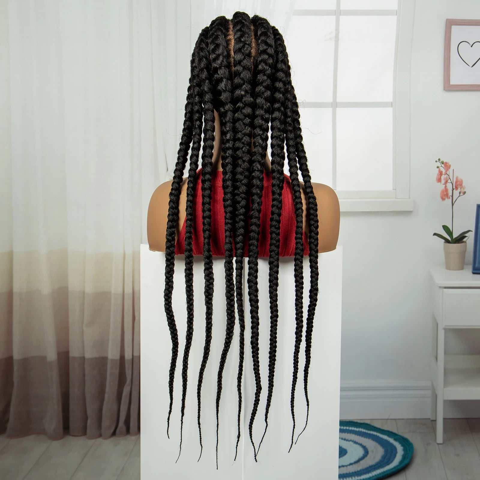 32" Natural Cornrow Knotless Braids Wig | Full Lace | Baby Hair Luxegan