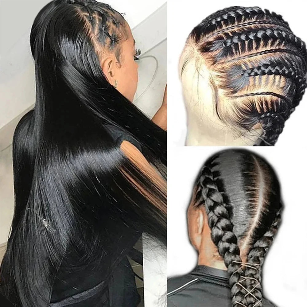Real Full Lace Wigs 100% Human Hair for Braided Wigs Knotless Braids Straight HD Full Lace Frontal Wig Braid Wigs Preplucked Luxegan