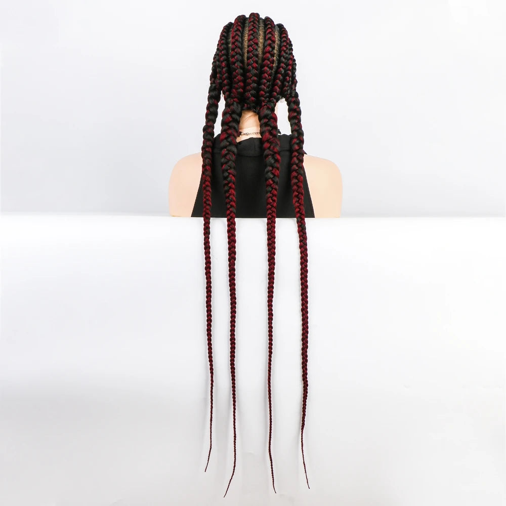 KIMA 36" Long Box Braided Wig with Baby Hair | Full Lace Ghana Braids Luxegan