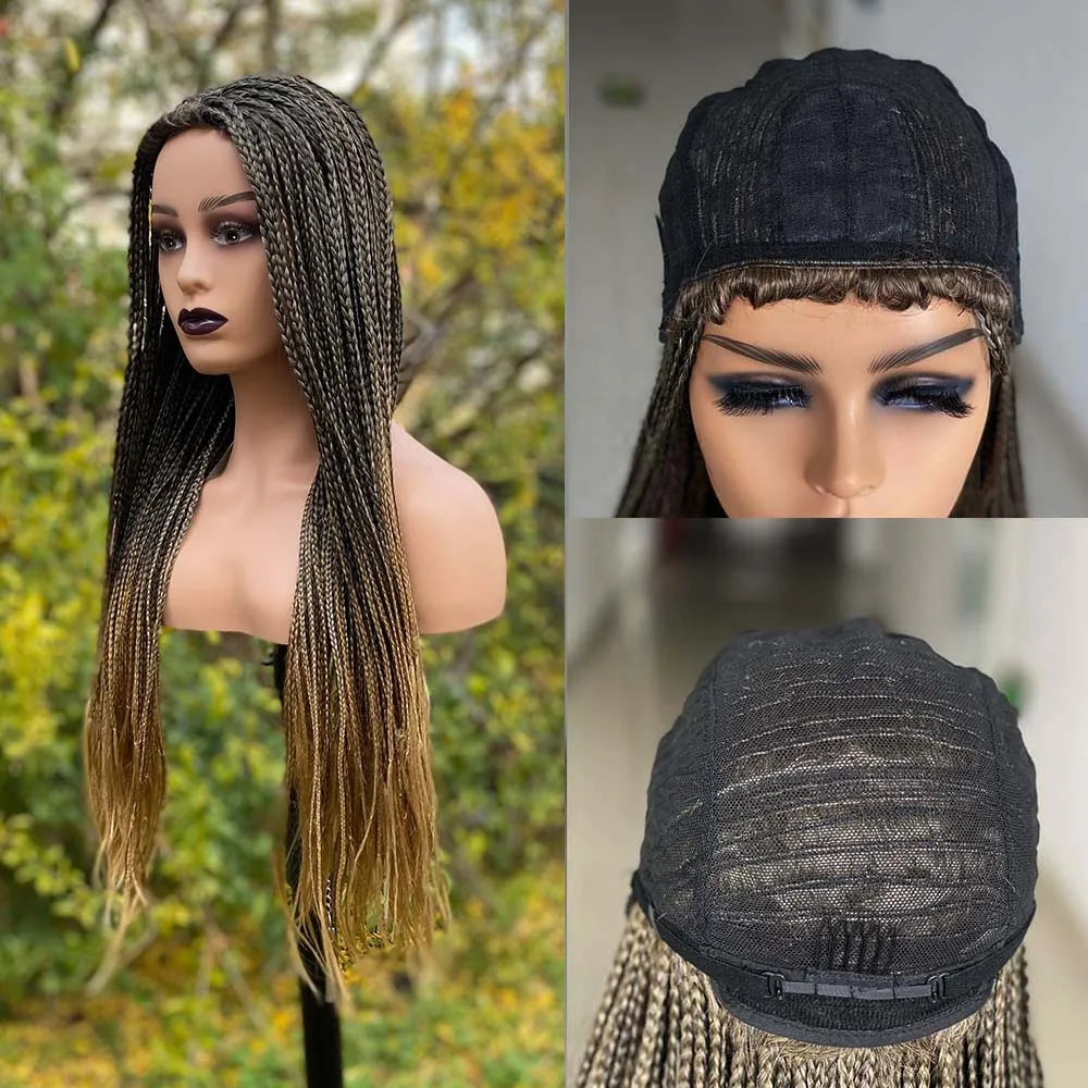 26" Ombre Box Braided Wig for Black Women | Long Synthetic Cosplay Braiding Hair | Heat Resistant Crochet Wigs Luxegan