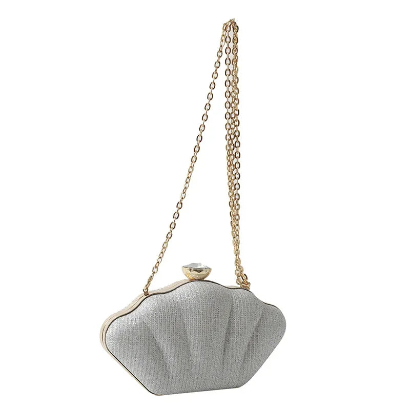 Luxury Shell Clutch | Metallic Evening & Crossbody Bag Luxegan