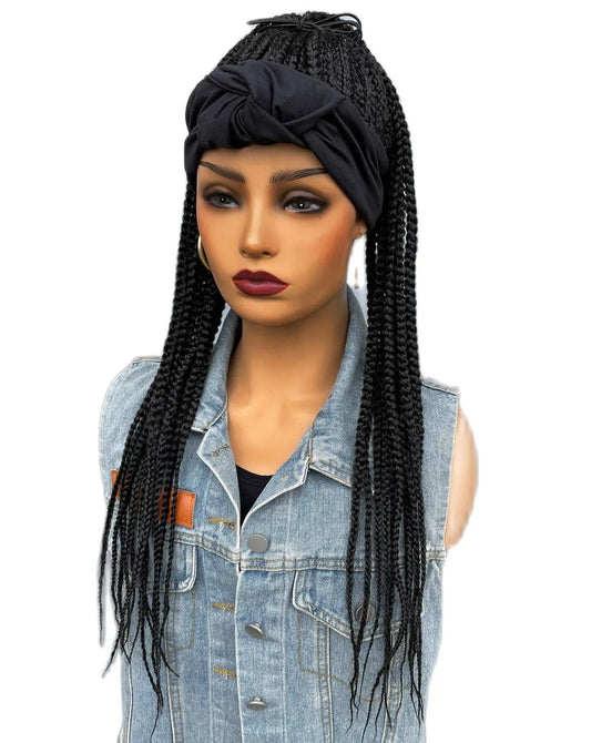 26" Twist Cornrow Headband Wig | Crochet Braids | Long Straight Synthetic Luxegan