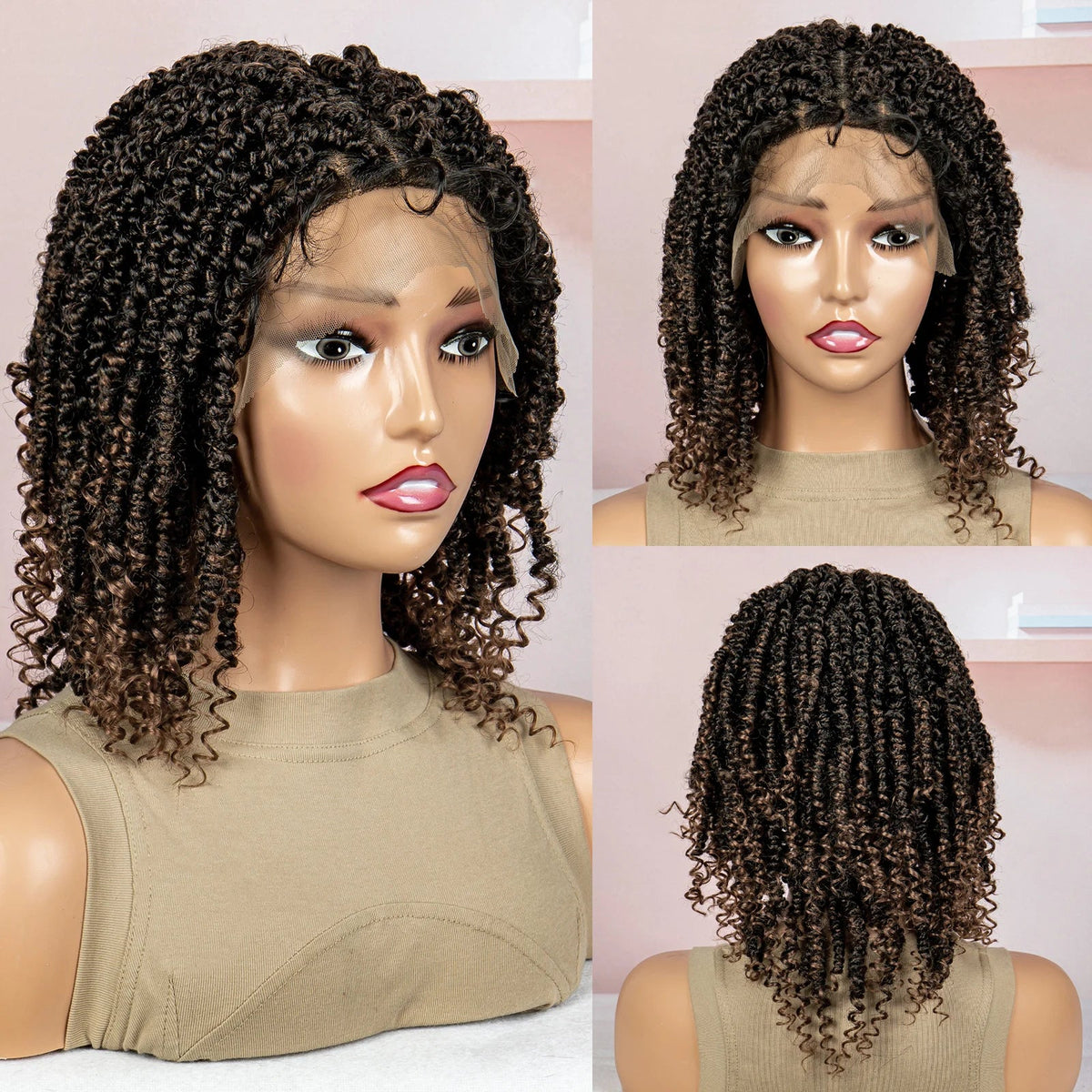 Dreadlocks Braided Wigs Lace Front Braided Wigs Short Box Braided Wigs for Women with Baby Hair Ombre Lace Braids Wigs Luxegan