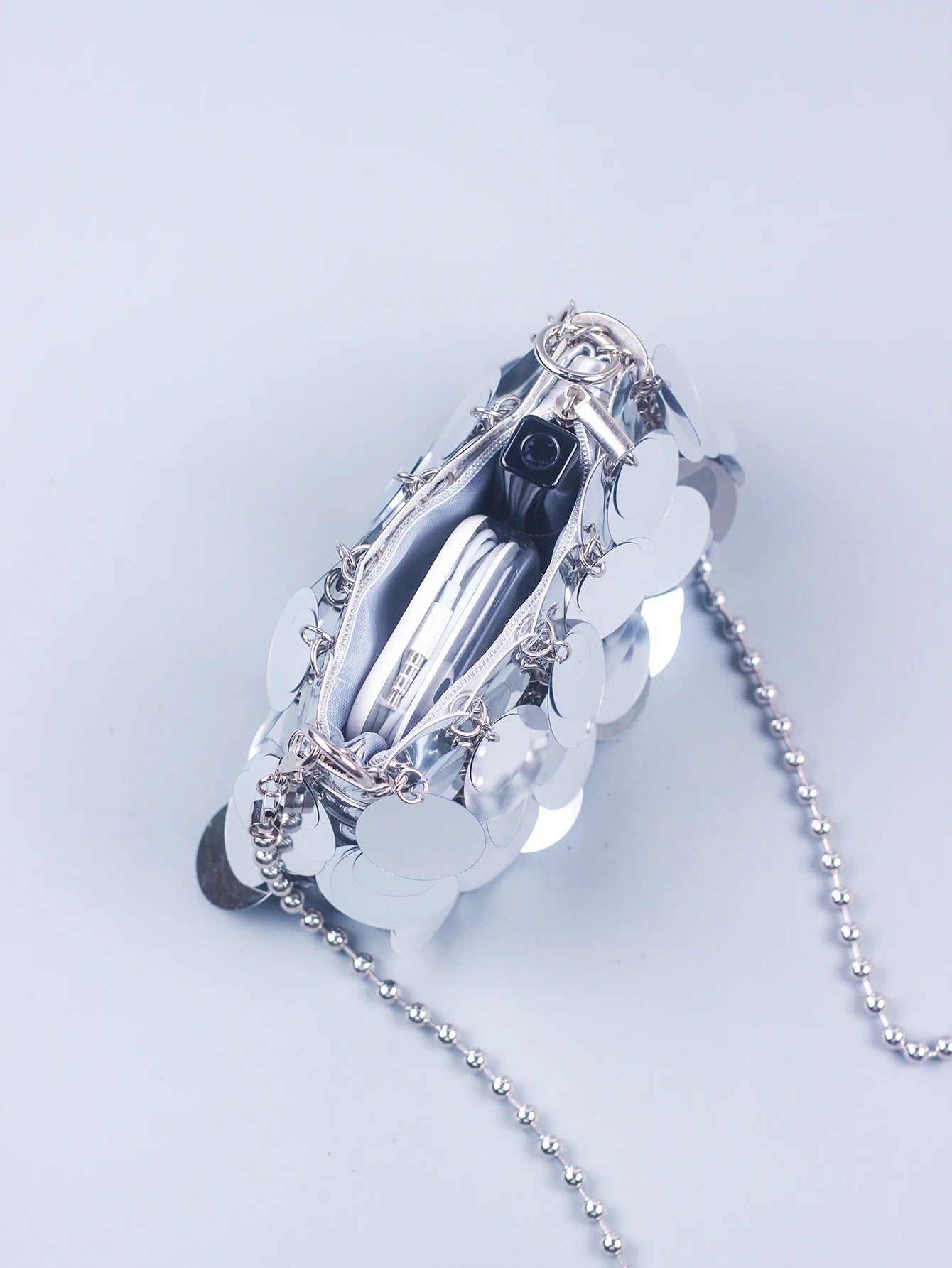 "Network Red" Style Shiny Slice Small Bag | Bling Bling Mobile Phone Purse with 120cm Chain | Fashion PVC One-Shoulder & Crossbody Bag Luxegan