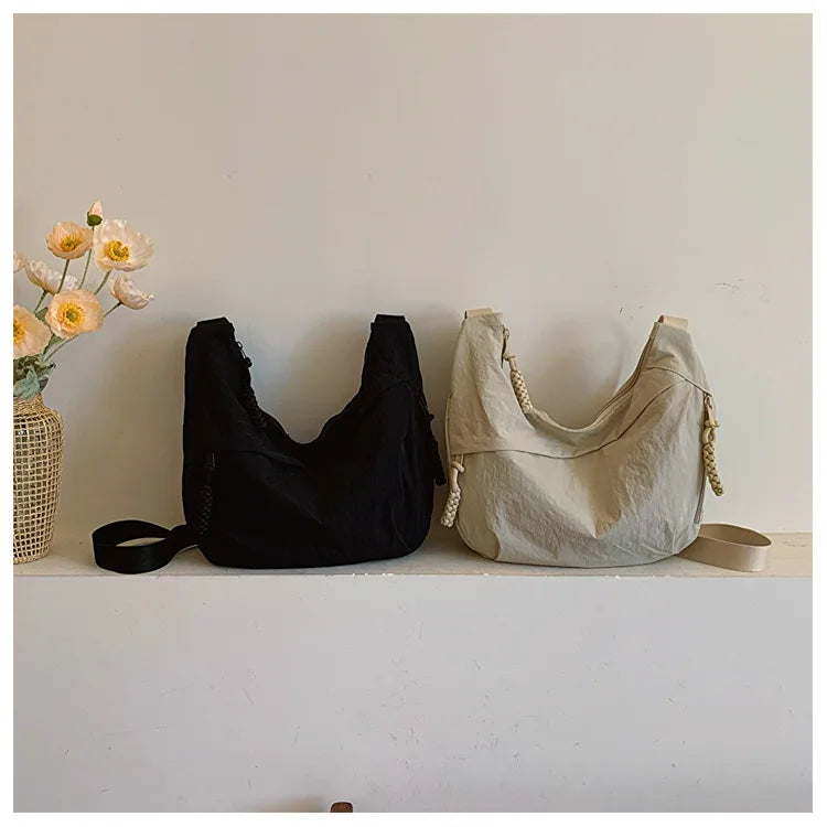 Trendy Korean Dumpling Hobo | Soft Large Capacity Shoulder Bag Luxegan