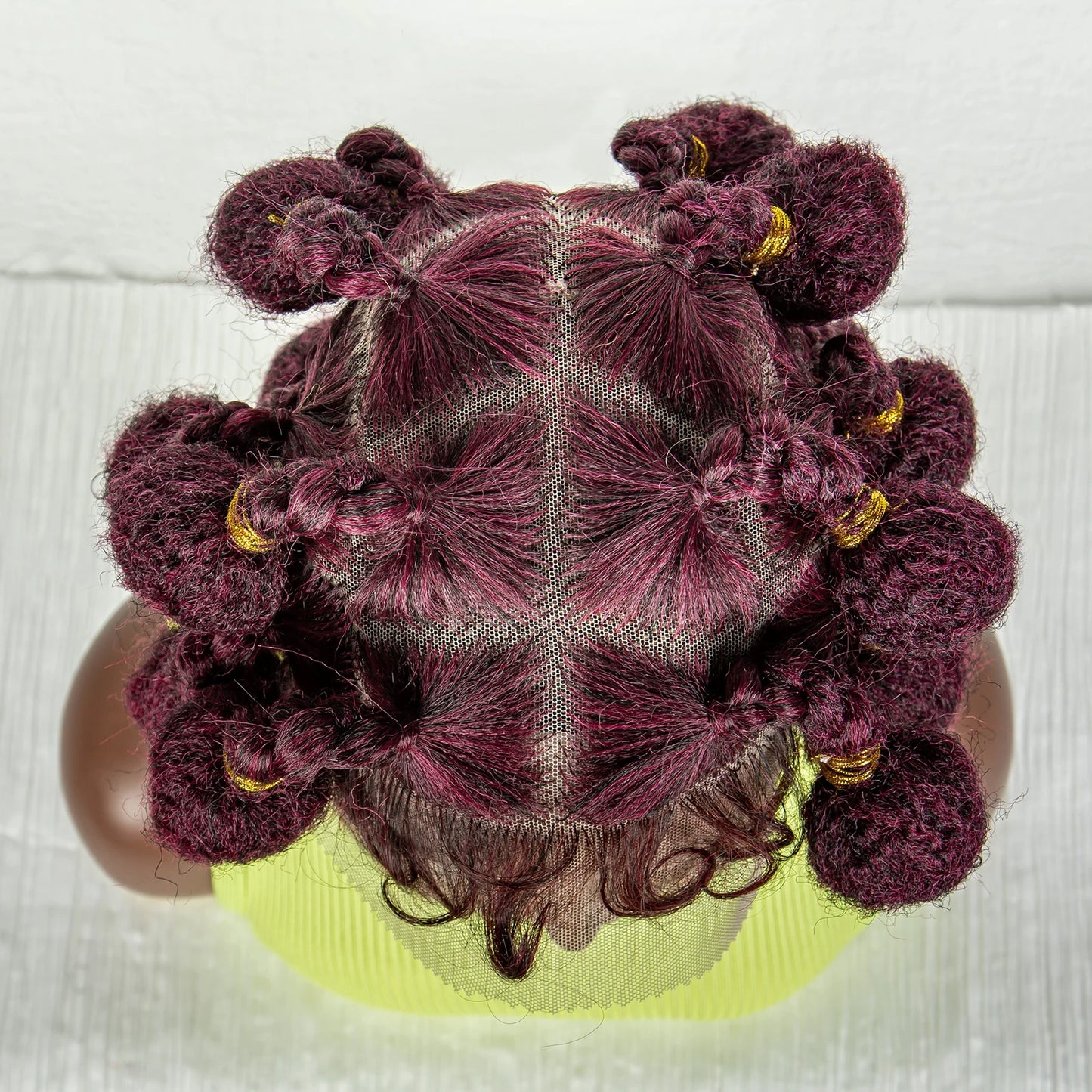 Burgundy Bantu Braids Wig | Handmade Full Lace | Baby Hair Luxegan