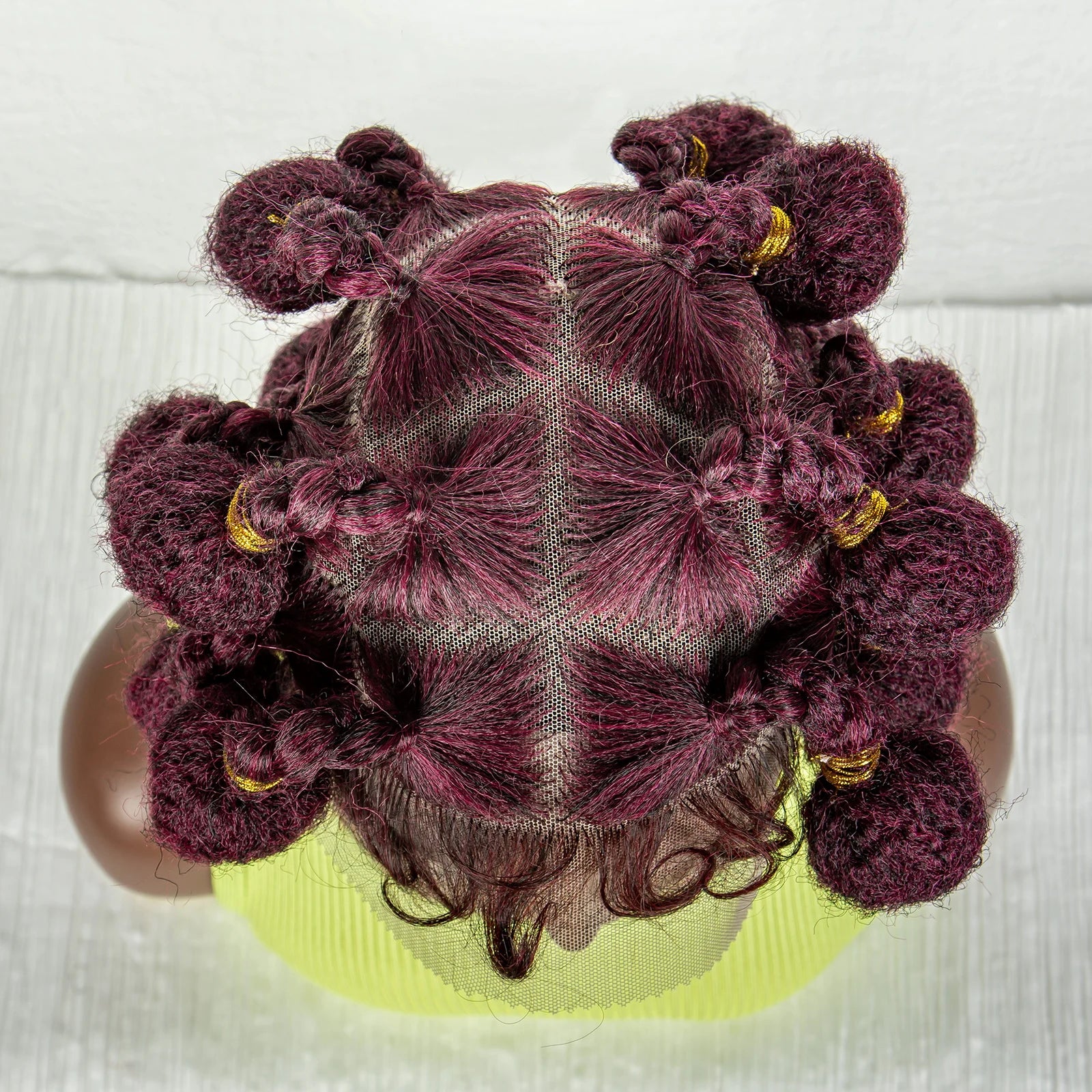 Burgundy Bantu Braids Wig | Handmade Full Lace | Baby Hair Luxegan