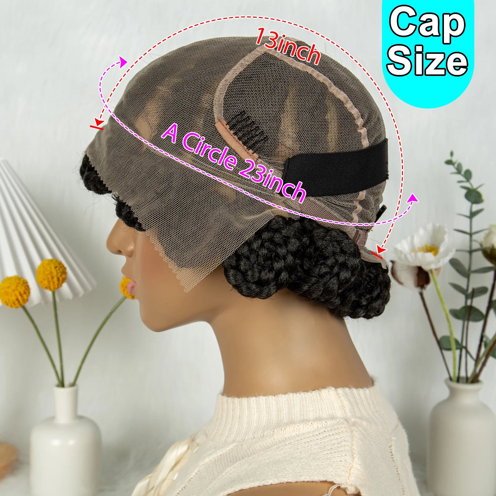 Short Bantu Knot Braided Wig | Full Lace | Synthetic Hair | Baby Hairs | Transparent Lace | Cute Braids Wig for Women