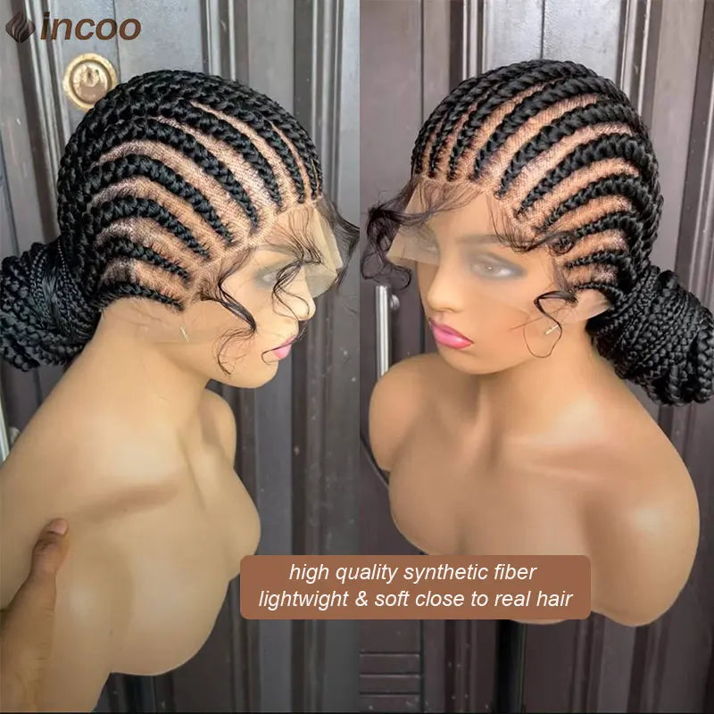 36" Twist Braided Wig | Cornrows & Goddess Braids | Full Lace Frontal | Baby Hair Luxegan