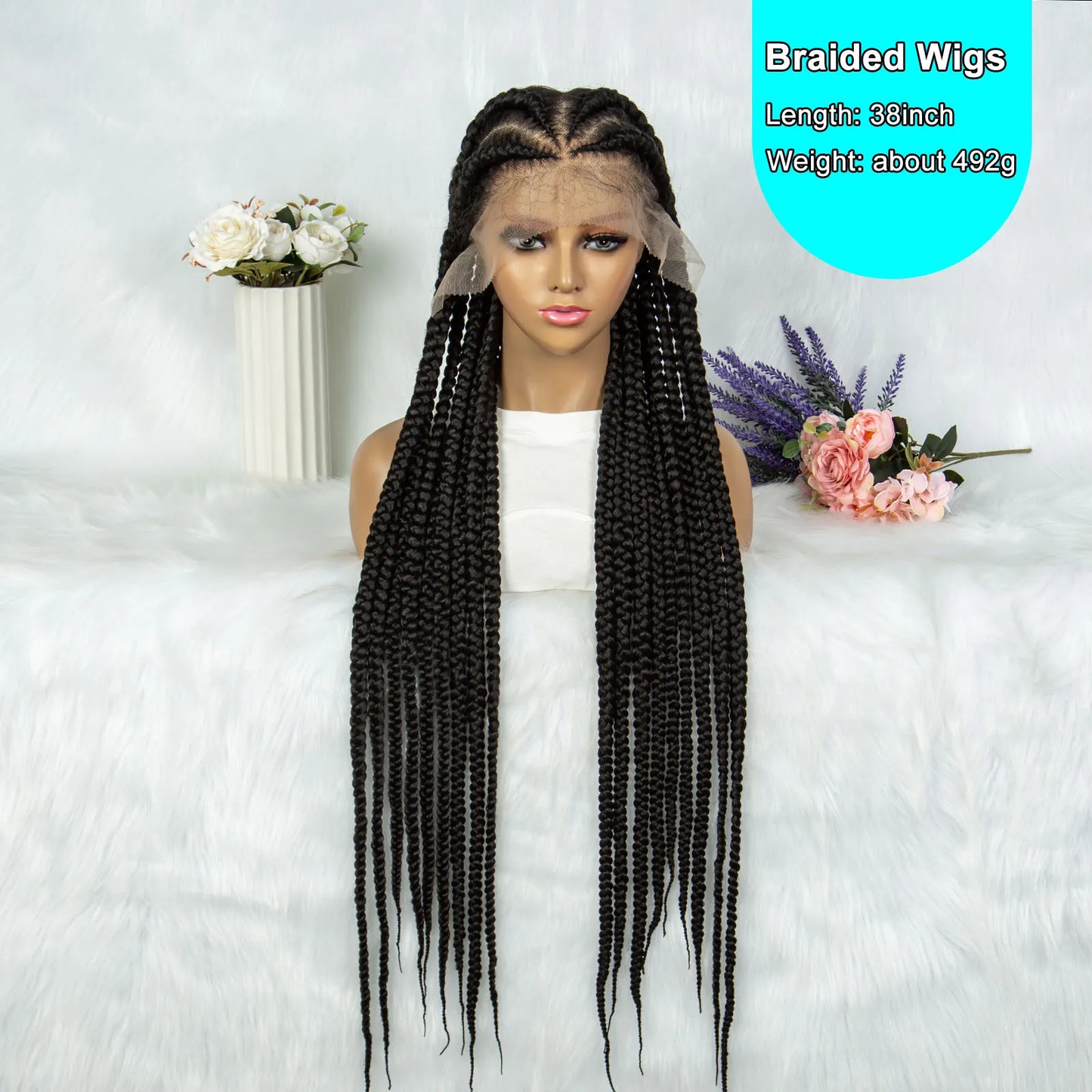 KIMA Knotless Box Braids & Faux Locs Wig | Full Lace Cornrows with Baby Hair Luxegan