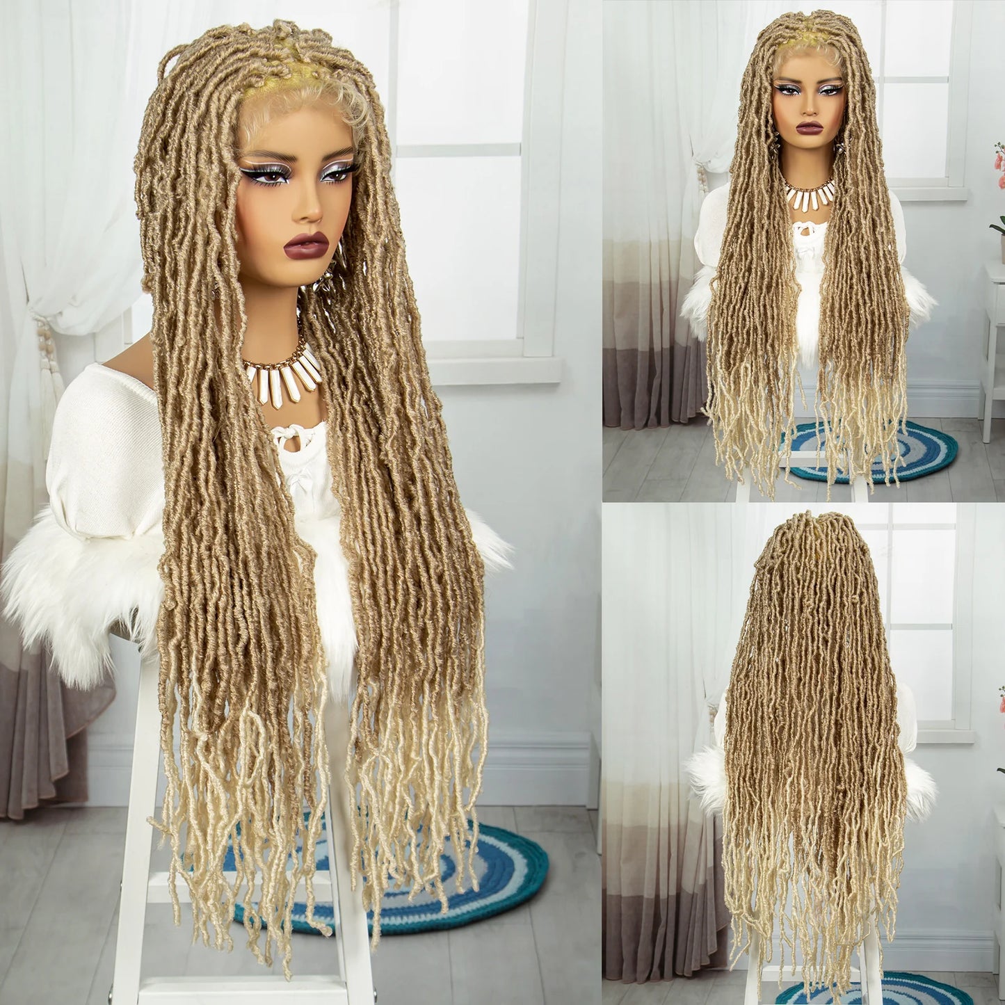 Red Box Braids Full Lace Wig | 36 Inches | Crochet Braids | Knotless | Kanekalon