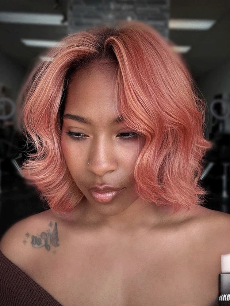 Honey Blonde Wavy Lace Front Wig with Shadow Roots | HD Lace Human Hair Wig | Multi-Parting