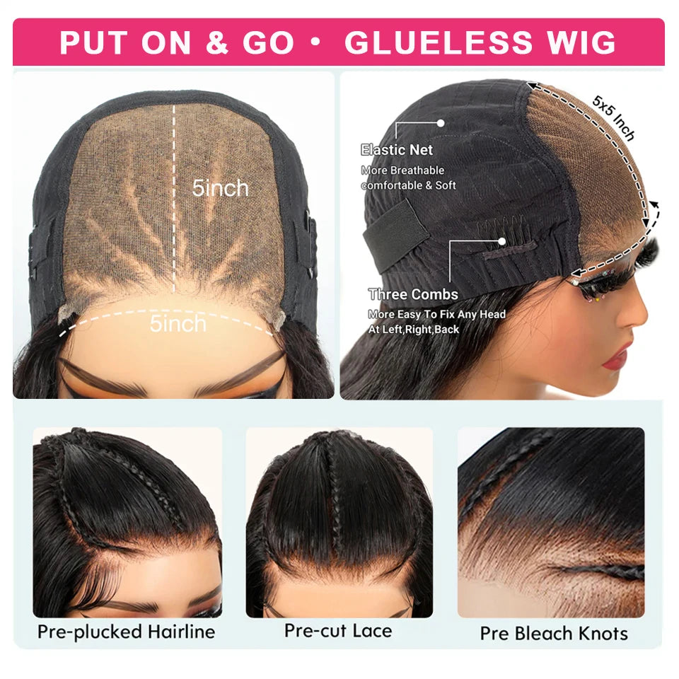 Pre-Braided Glueless HD Lace Front Wig | Deep Wave Human Hair | Ready-to-Wear Braids