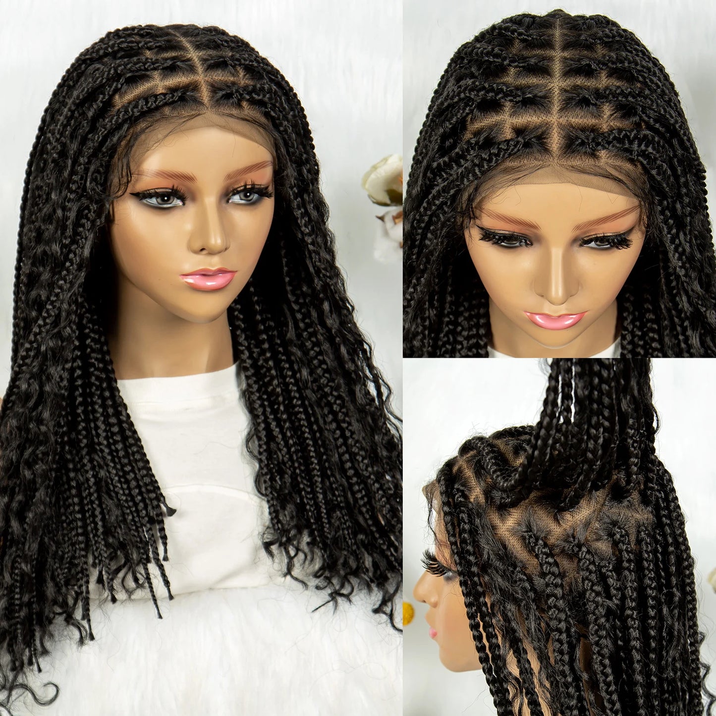 Curly End Box Braids Wig | Lace Front with Baby Hair Luxegan