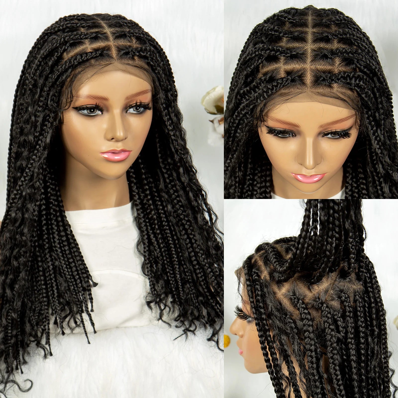 Curly End Box Braids Wig | Lace Front with Baby Hair Luxegan