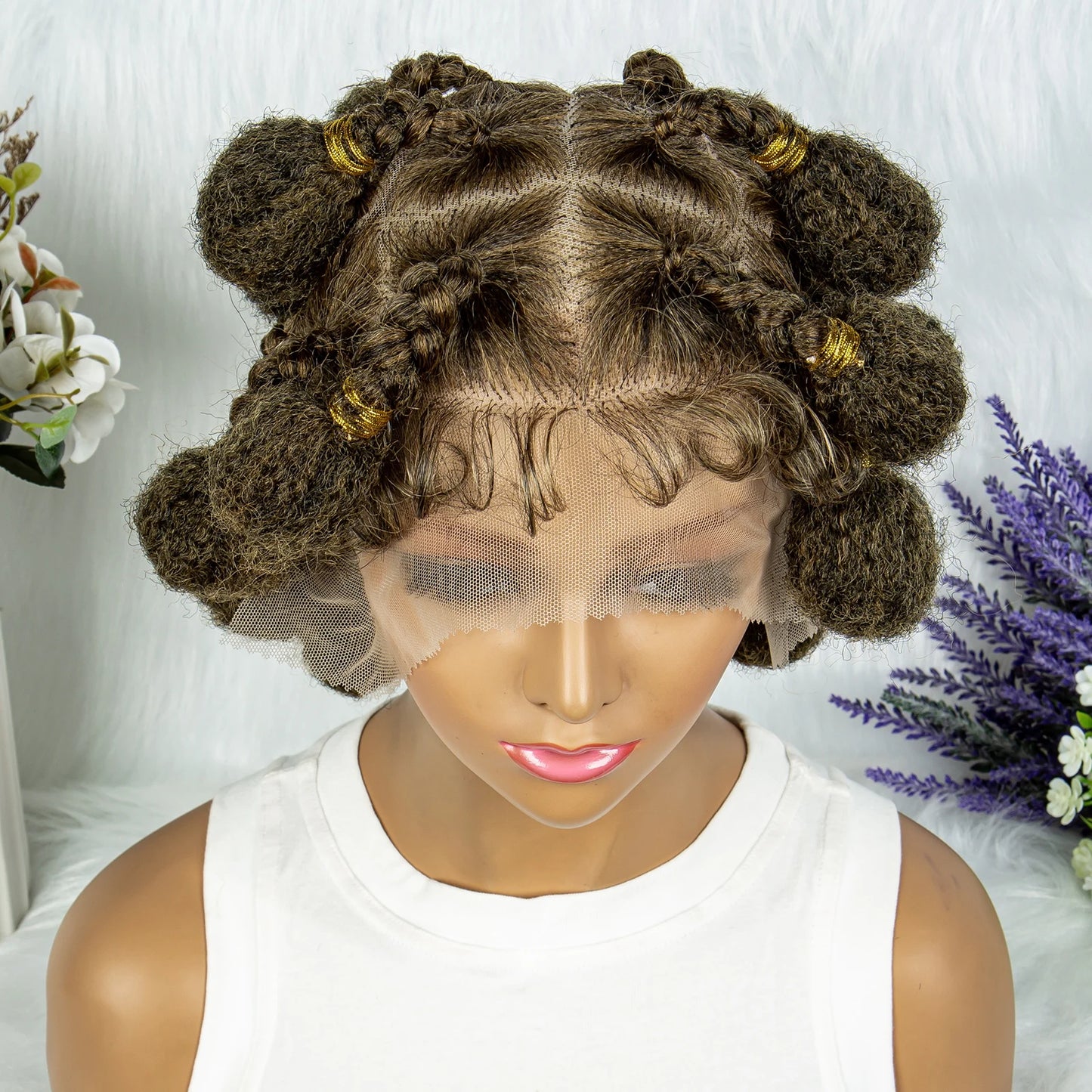 New Style Bantu Knot Knotless Box Braids HD Full Lace Wig | Synthetic Braided Wig for Black Women Luxegan