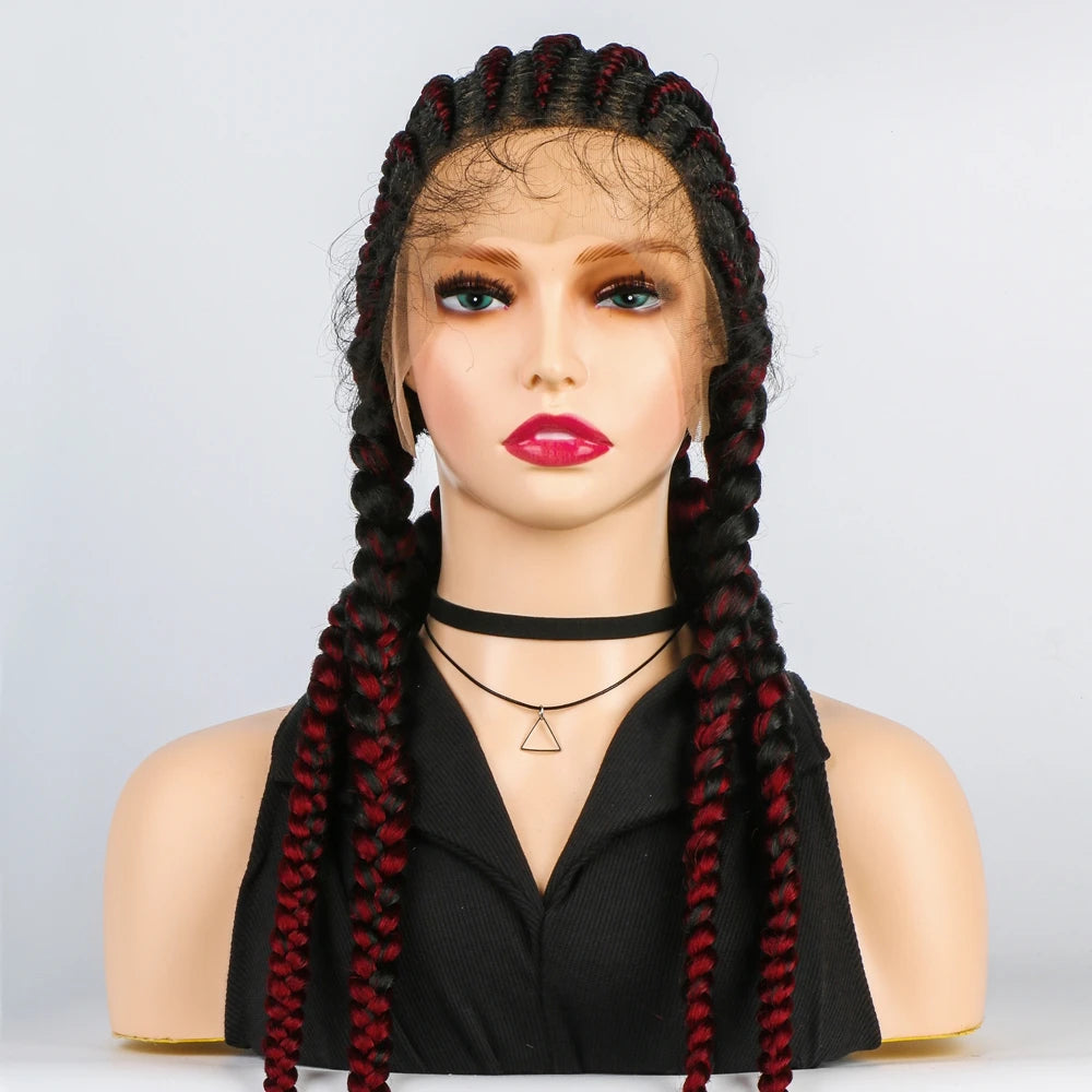 KIMA 36" Long Box Braided Wig with Baby Hair | Full Lace Ghana Braids Luxegan