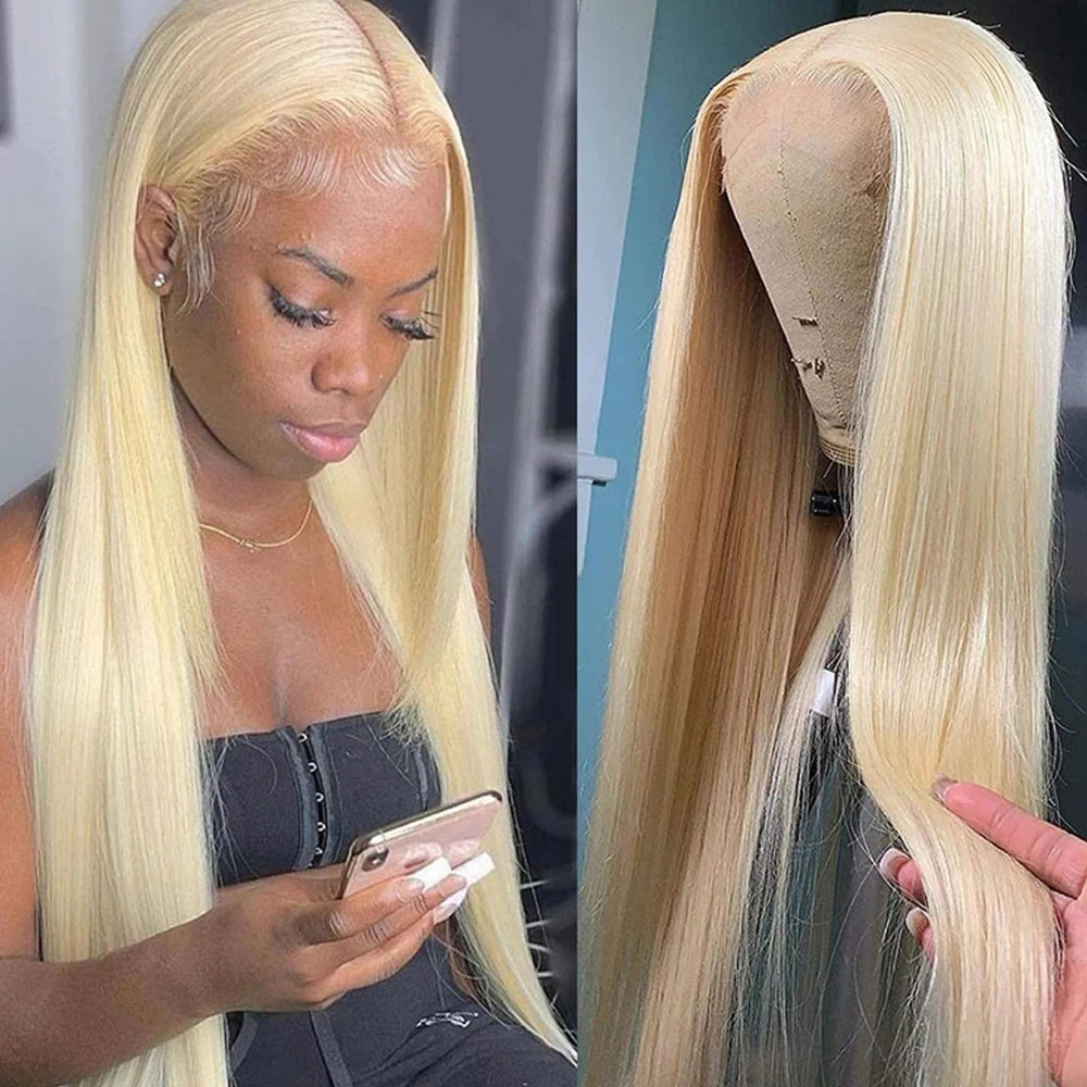HD Transparent 613 Blonde Lace Front Wig | Bone Straight Brazilian Remy Hair | 200% Density