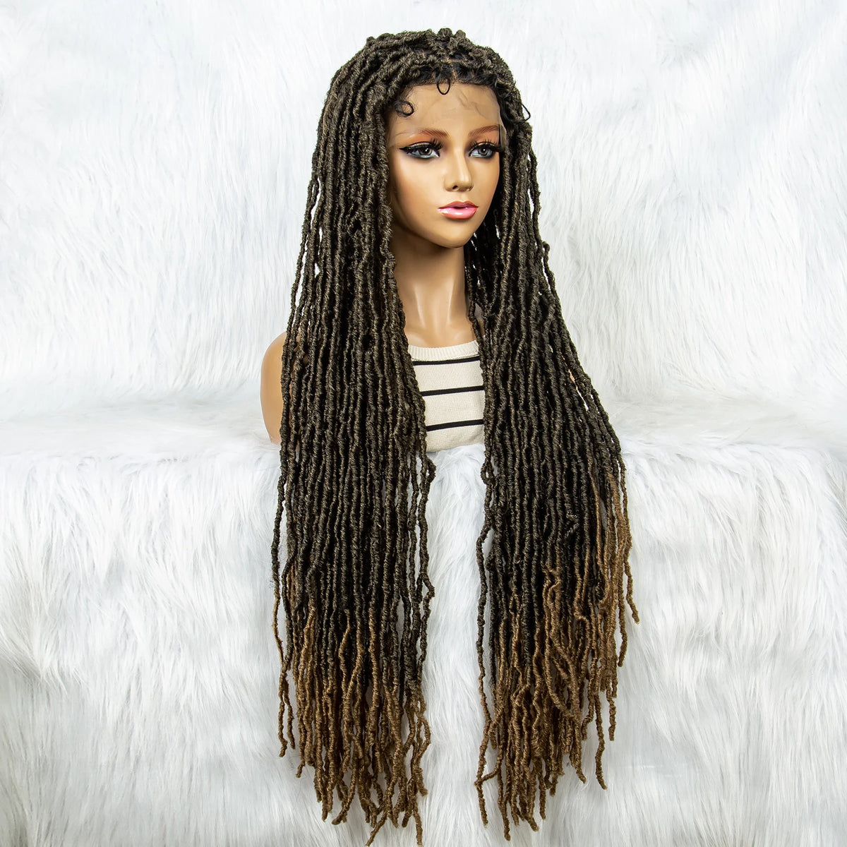 Pink & Blue Braided Wig | Full Lace Butterfly Locs & Dreadlocks
