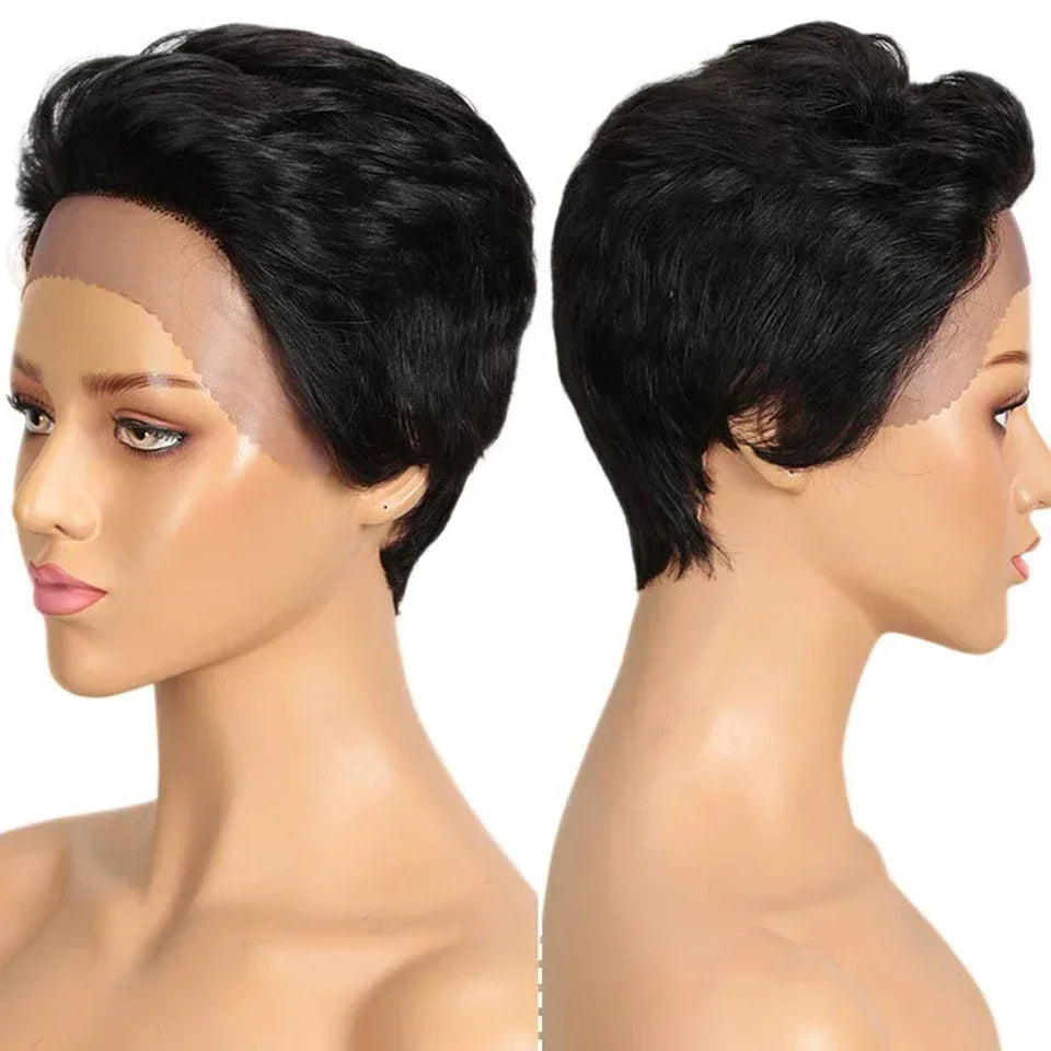 Pixie Cut Lace Front Wig | Short Straight Peruvian Human Hair for Black Women Luxegan