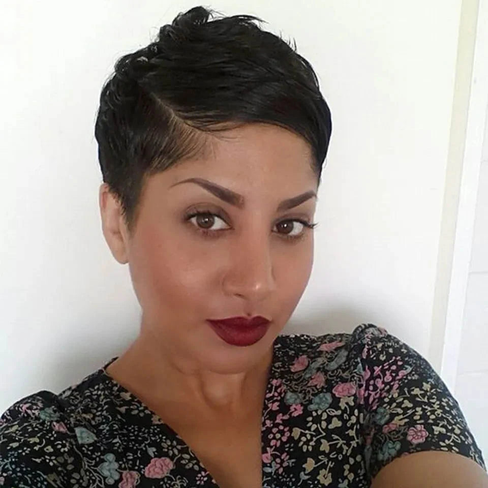 Peruvian Straight Pixie Cut Bob Wig | T-Part Transparent Lace Human Hair (Pre-Plucked Hairline) Luxegan