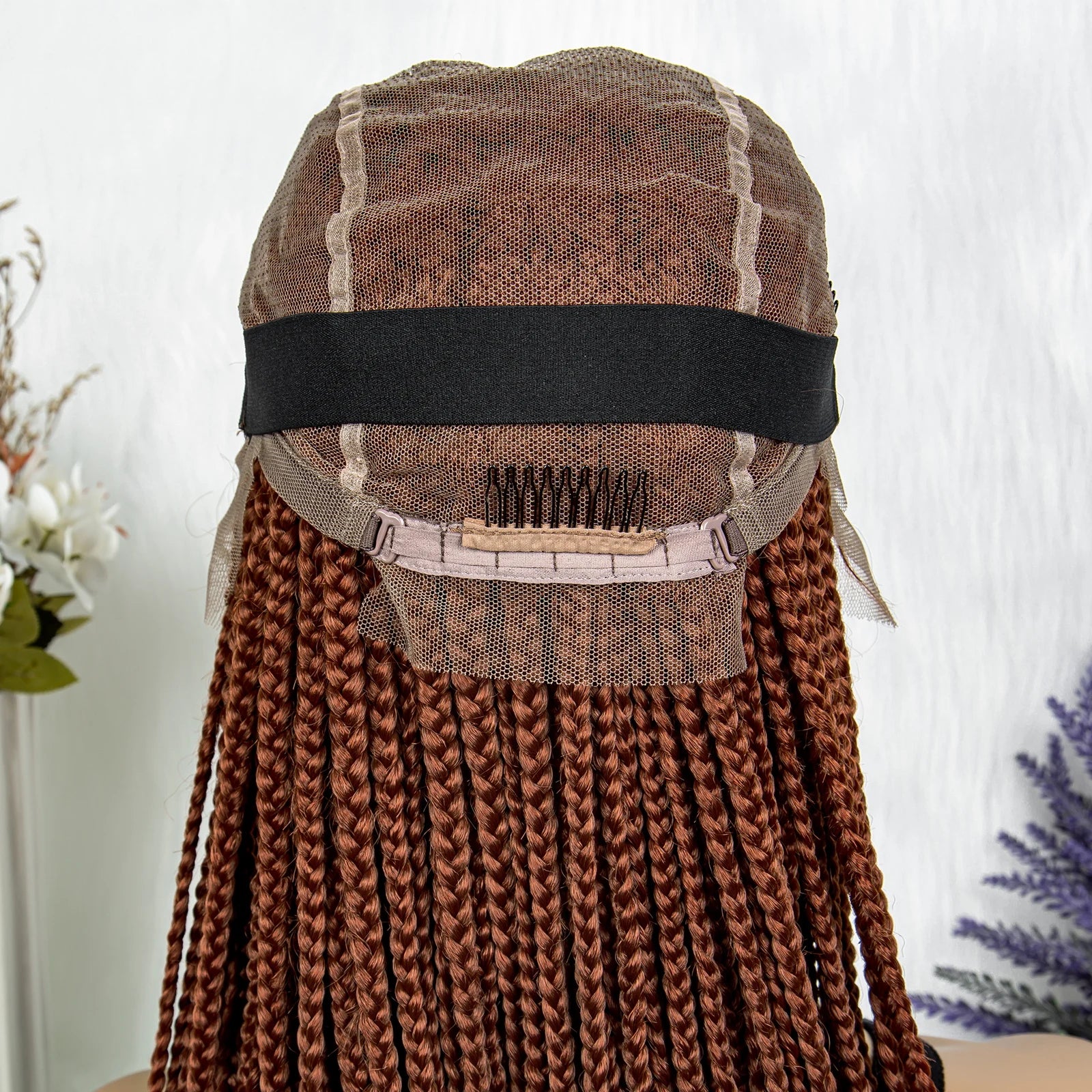 Ginger Faux Locs & Knotless Box Braids Wig | HD Full Lace Synthetic Braided Wig | Transparent Lace | Black Women