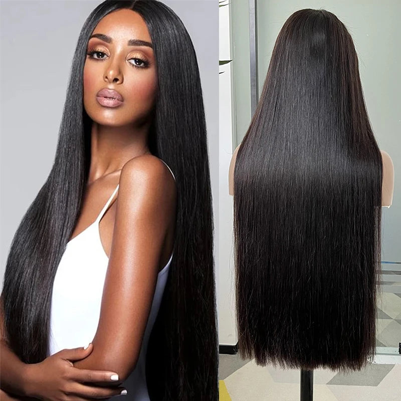 GDYLuxury 250% Density HD Lace Frontal Wig | Super Double Drawn Straight Virgin Human Hair | Natural Black Luxegan