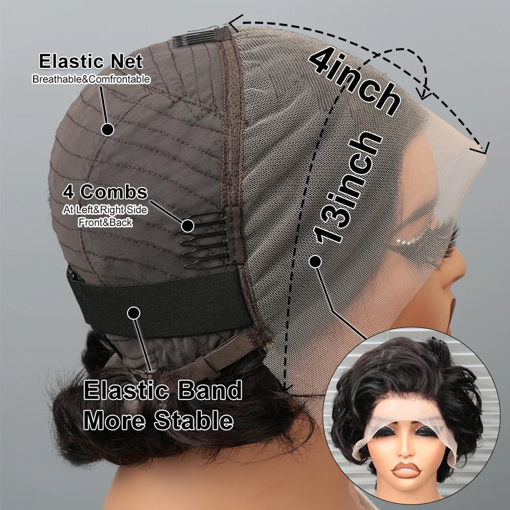 Brazilian Pixie Cut Wig | 13x4 Lace Front Wig | Remy Human Hair | Natural Color | Clearance Sale