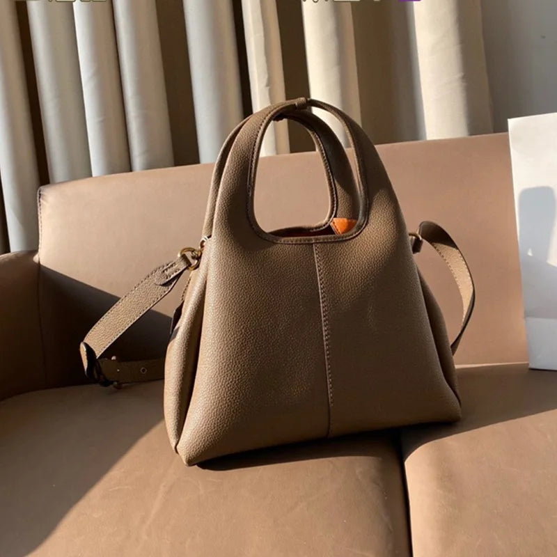 Women’s Lana23 Lychee Pattern Bucket Bag | Retro "Vegetable Basket" Portable Handbag | New Unisex Casual Tote & Shoulder Bag Luxegan