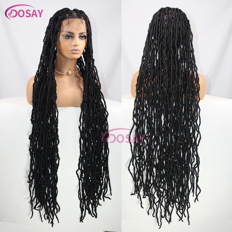 40" Butterfly Locs & Passion Twist Wig | 360 Full Lace | Box Braids | Baby Hair | Synthetic Luxegan