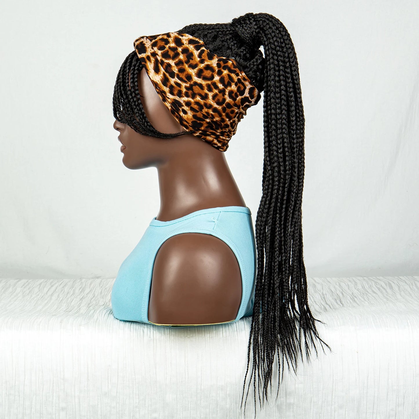 Ponytail Headband Braided Wig with Bangs | Knotless Box Braids | Cornrow Style Luxegan