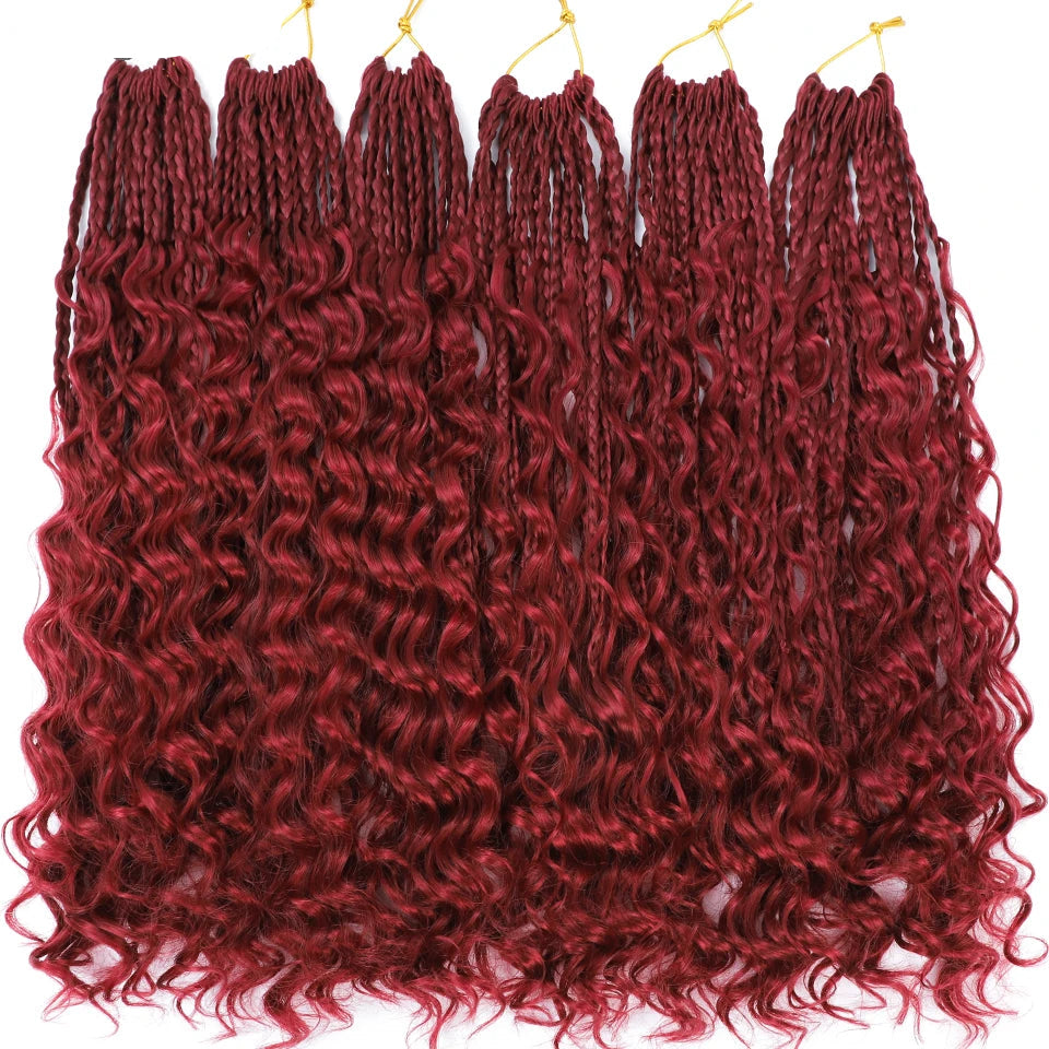 Ombre Goddess Box Braids Crochet Hair with Curly Ends | 14 Inch | 1-6 Packs Luxegan