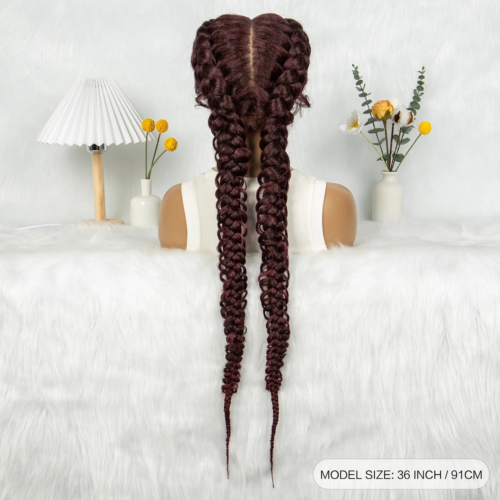 36" Twisted Braids Lace Front Wig | 13x1 | Senegalese Twist | Baby Hair | Handmade Synthetic Braids Luxegan