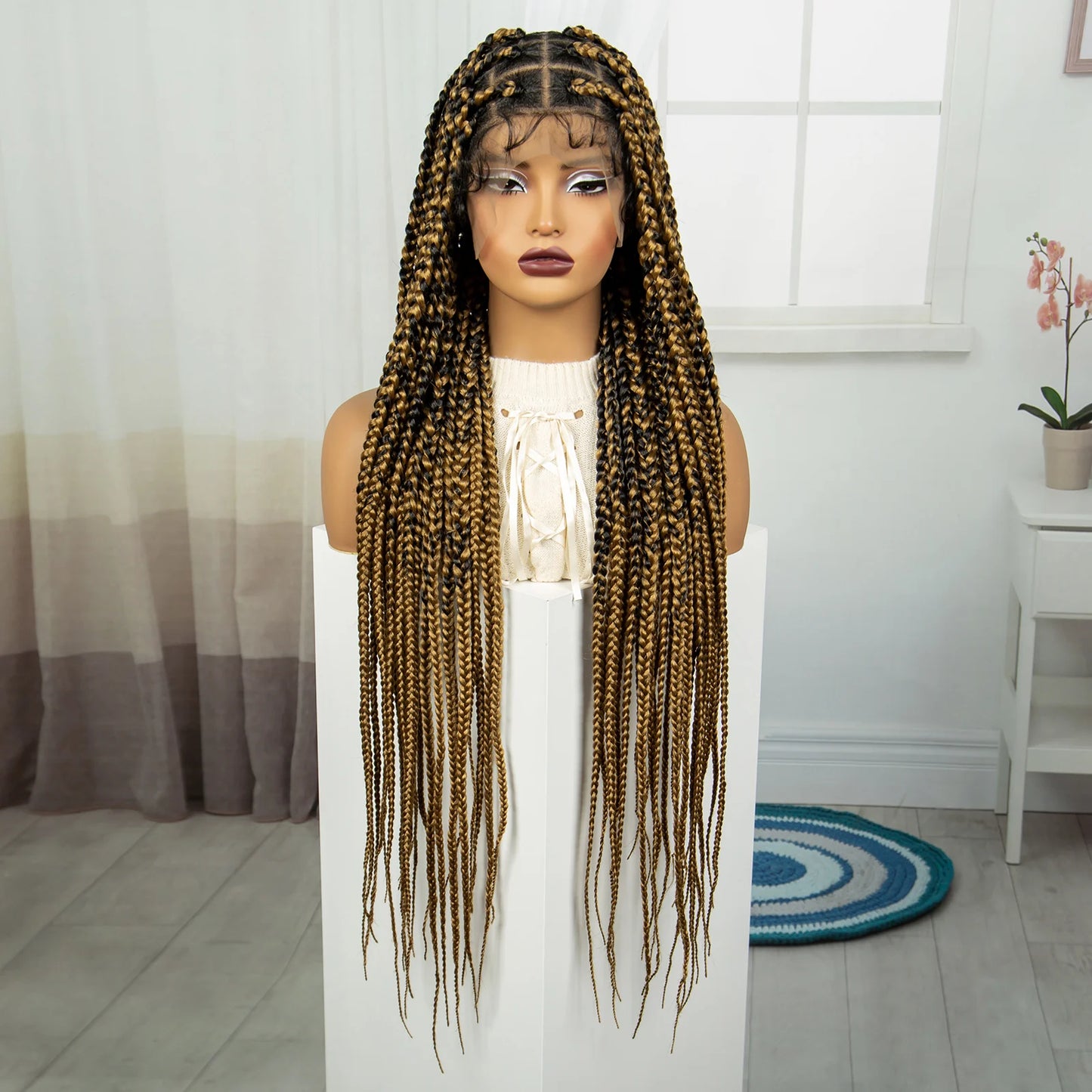 36" Knotless Box Braids Wig | Full Lace | Baby Hair | Natural Look Luxegan