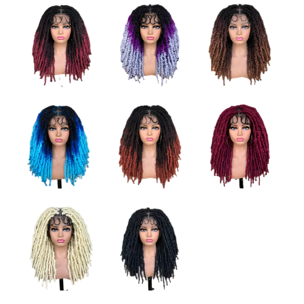 Blue Butterfly Locs Full Lace Braided Wig | 20" Faux Locs | Crochet Hair | Synthetic Braids | Women