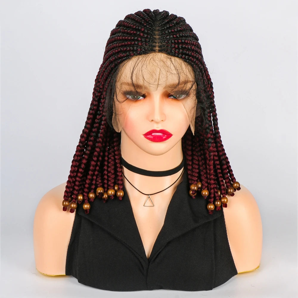 14" Short Braided Bob Wig | Lace Front | Heat Resistant | Black Women Luxegan